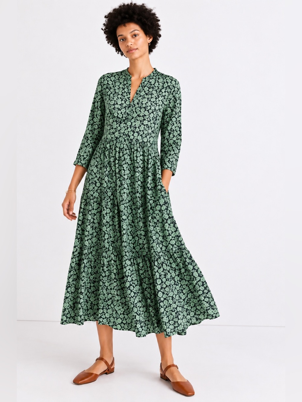 Madewell Floral Midi/Maxi Dress – Size Medium Green